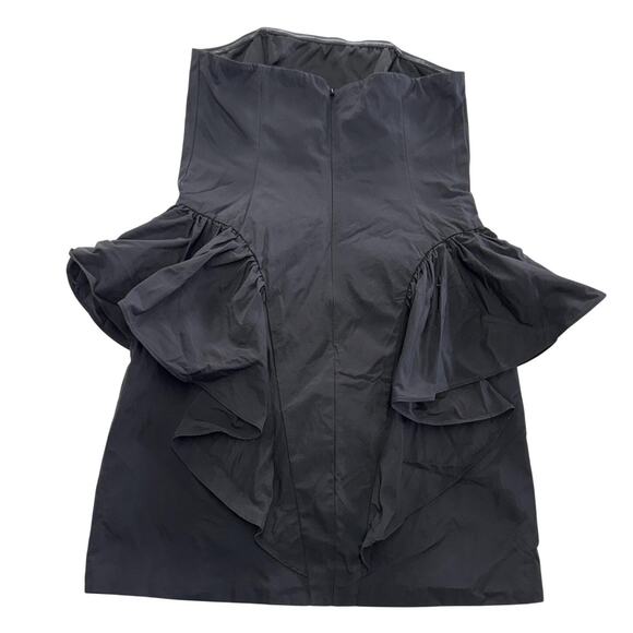 Pearl Marchesa Dress Womens 6 Black Strapless Ruffle Mini Evening Party Cocktail - Picture 2 of 7